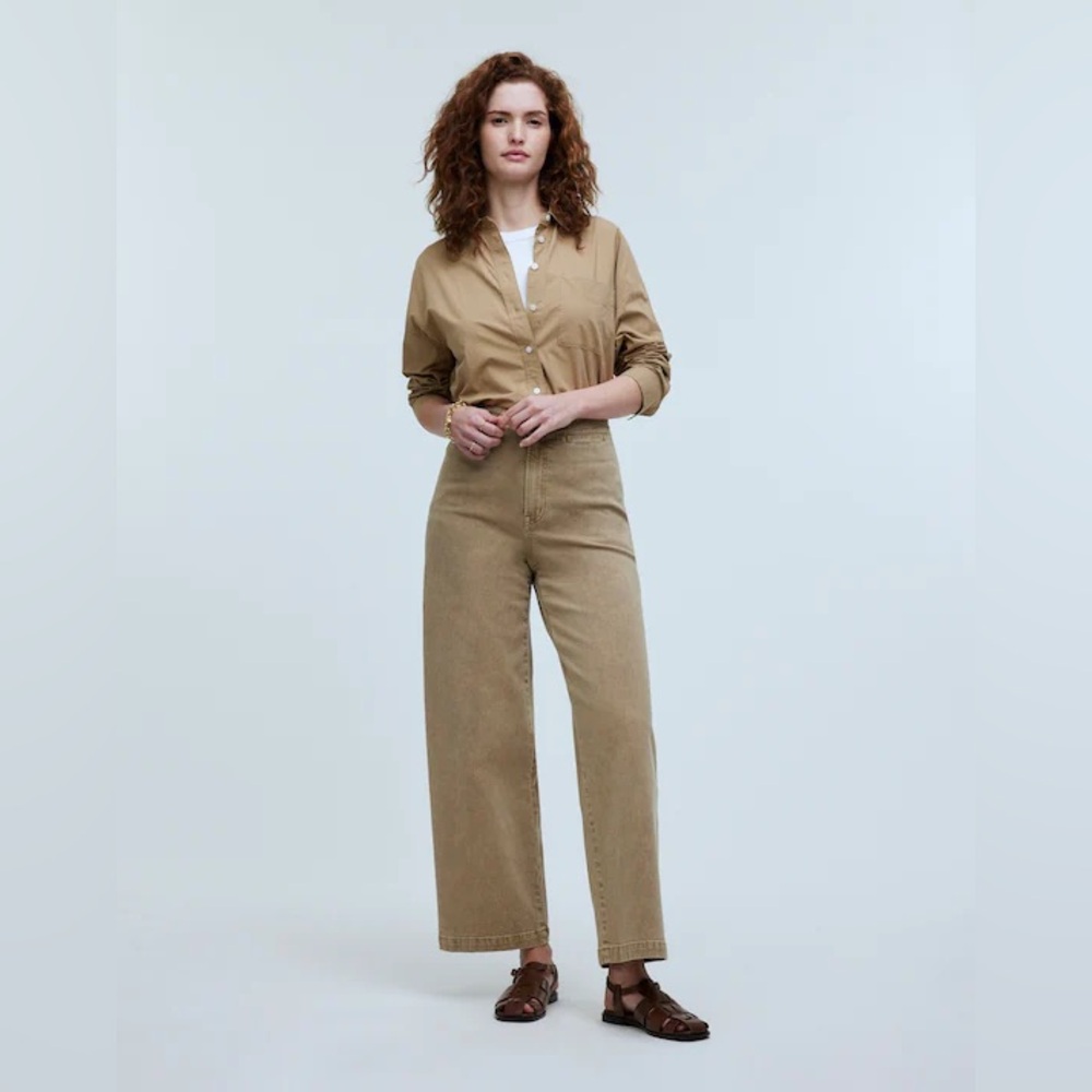 Madewell The Curvy Emmett Wide-Leg Crop Pant: Welt Pocket Edition brown Sz 28